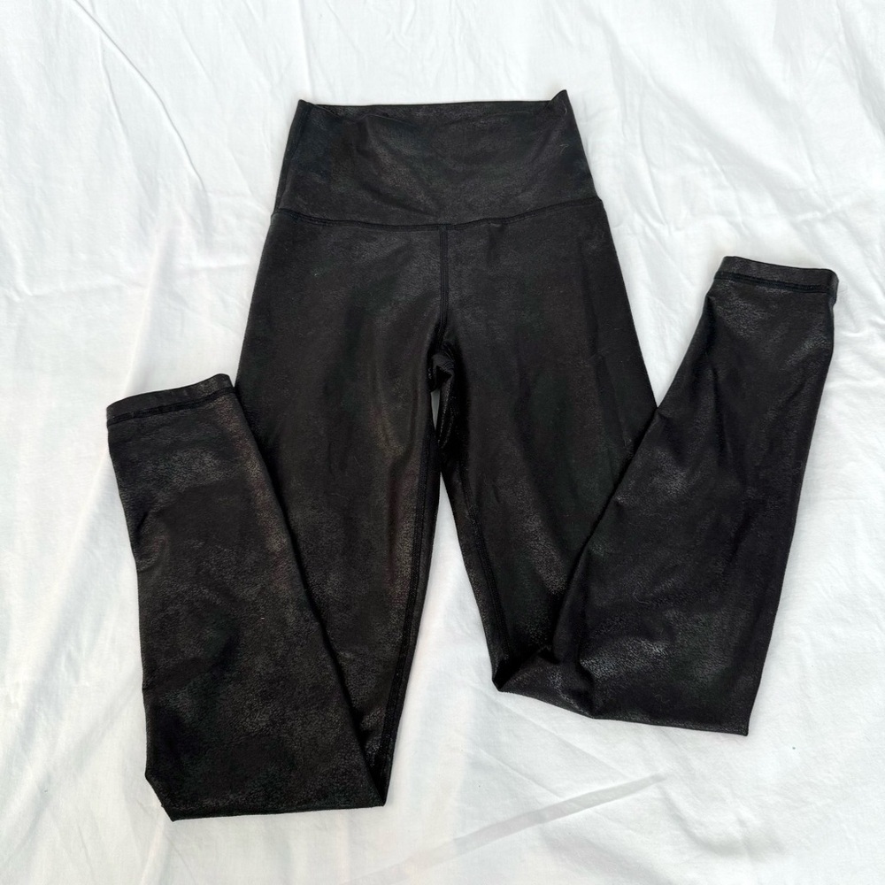Aerie Black Marbled Metallic High-Waisted Leggings - Picture 2 of 3